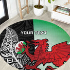 New Zealand and Wales Rugby Custom Round Carpet Aotearoa All Black Combine Welsh Dragon - Aussie Hoodie