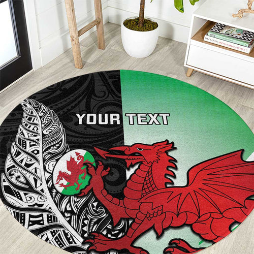 New Zealand and Wales Rugby Custom Round Carpet Aotearoa All Black Combine Welsh Dragon - Aussie Hoodie