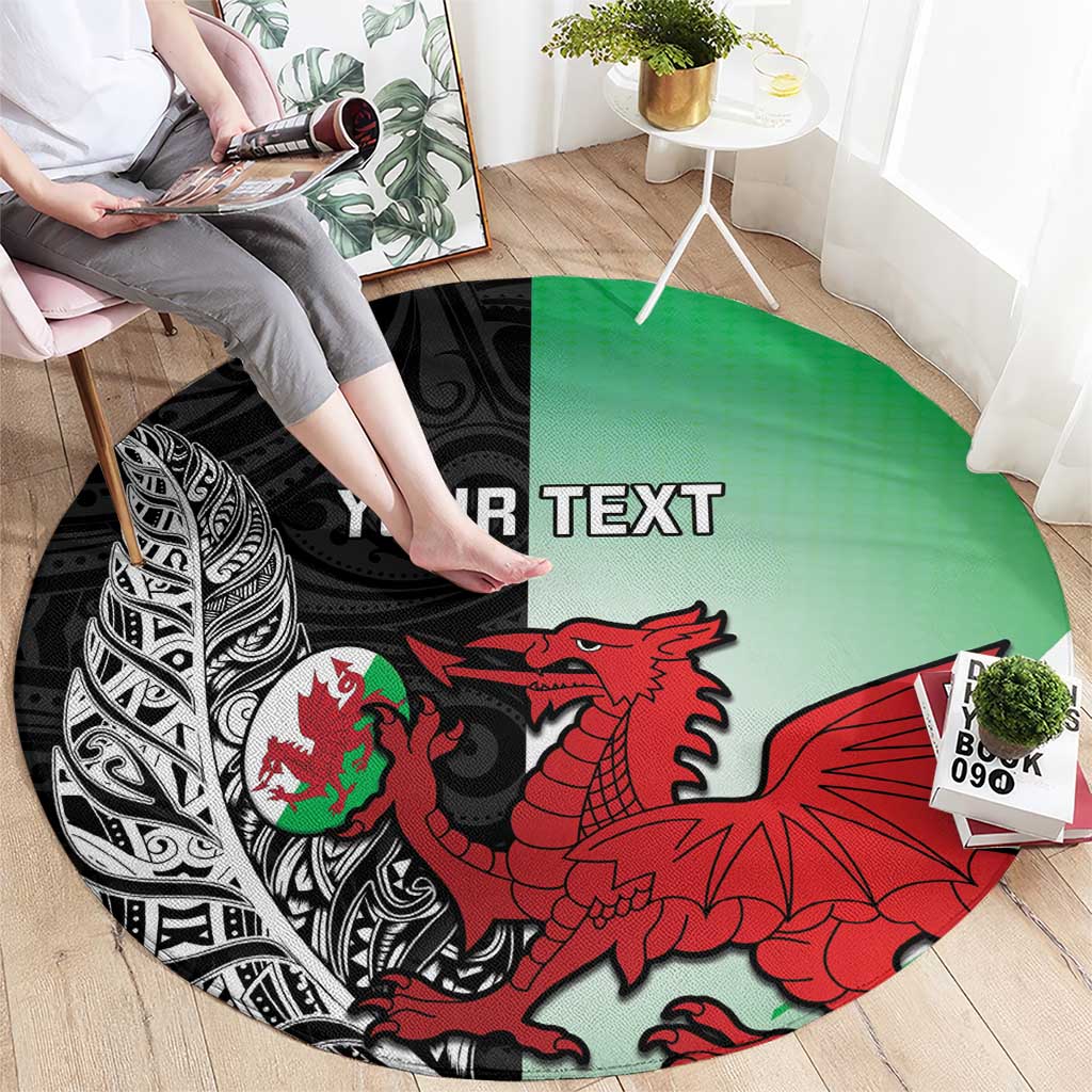 New Zealand and Wales Rugby Custom Round Carpet Aotearoa All Black Combine Welsh Dragon - Aussie Hoodie