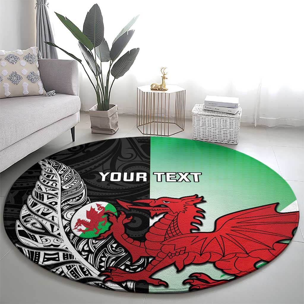 New Zealand and Wales Rugby Custom Round Carpet Aotearoa All Black Combine Welsh Dragon - Aussie Hoodie