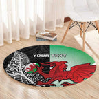 New Zealand and Wales Rugby Custom Round Carpet Aotearoa All Black Combine Welsh Dragon - Aussie Hoodie