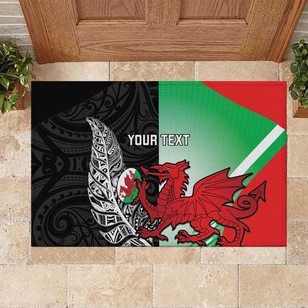 New Zealand and Wales Rugby Custom Rubber Doormat Aotearoa All Black Combine Welsh Dragon - Aussie Hoodie