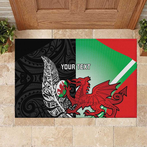 New Zealand and Wales Rugby Custom Rubber Doormat Aotearoa All Black Combine Welsh Dragon - Aussie Hoodie