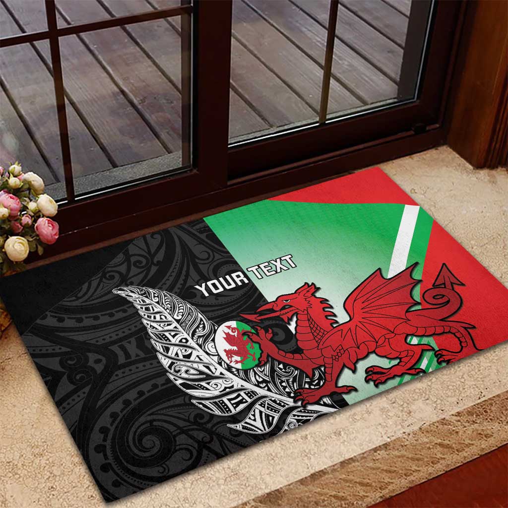 New Zealand and Wales Rugby Custom Rubber Doormat Aotearoa All Black Combine Welsh Dragon - Aussie Hoodie