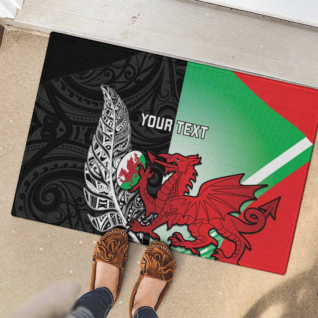 New Zealand and Wales Rugby Custom Rubber Doormat Aotearoa All Black Combine Welsh Dragon - Aussie Hoodie