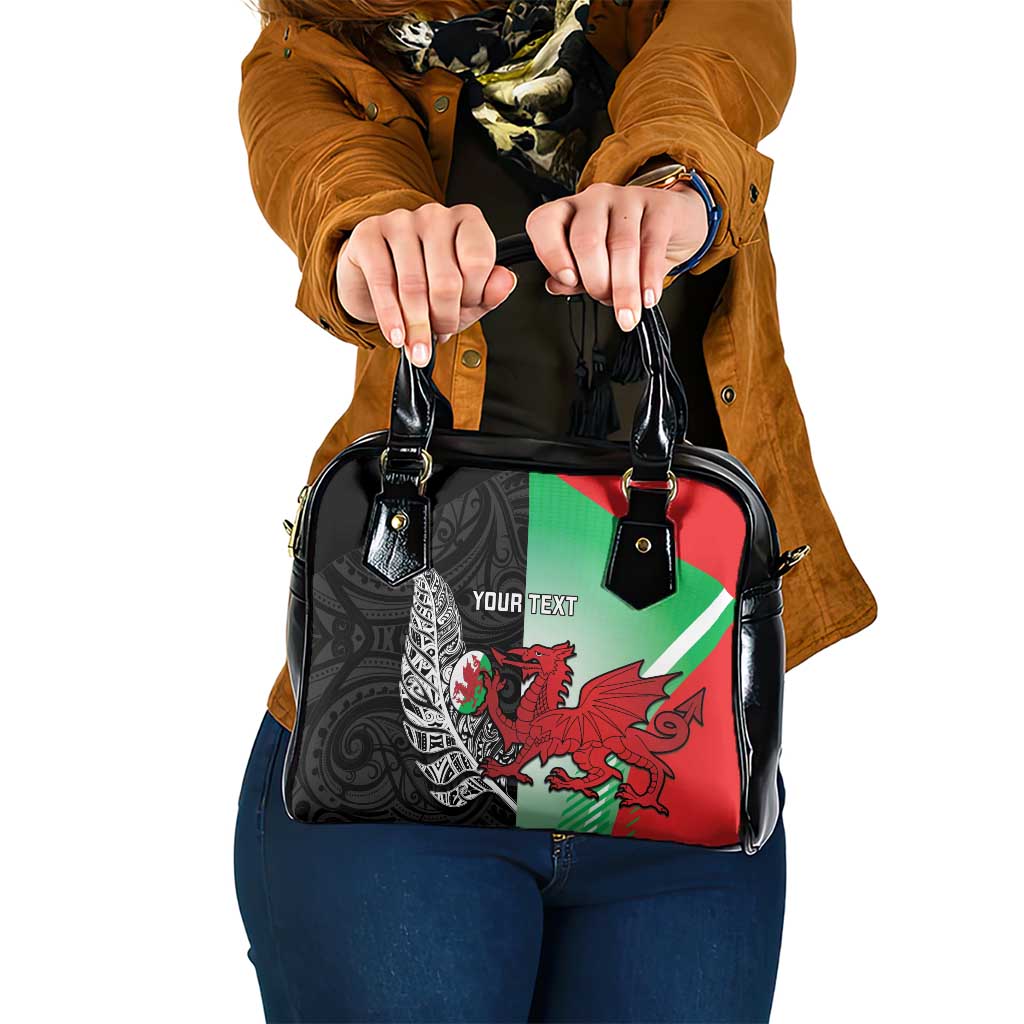 New Zealand and Wales Rugby Custom Shoulder Handbag Aotearoa All Black Combine Welsh Dragon - Aussie Hoodie