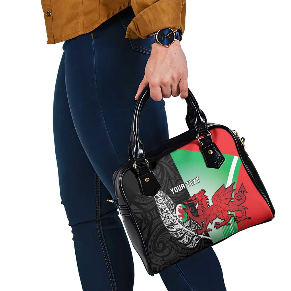New Zealand and Wales Rugby Custom Shoulder Handbag Aotearoa All Black Combine Welsh Dragon - Aussie Hoodie