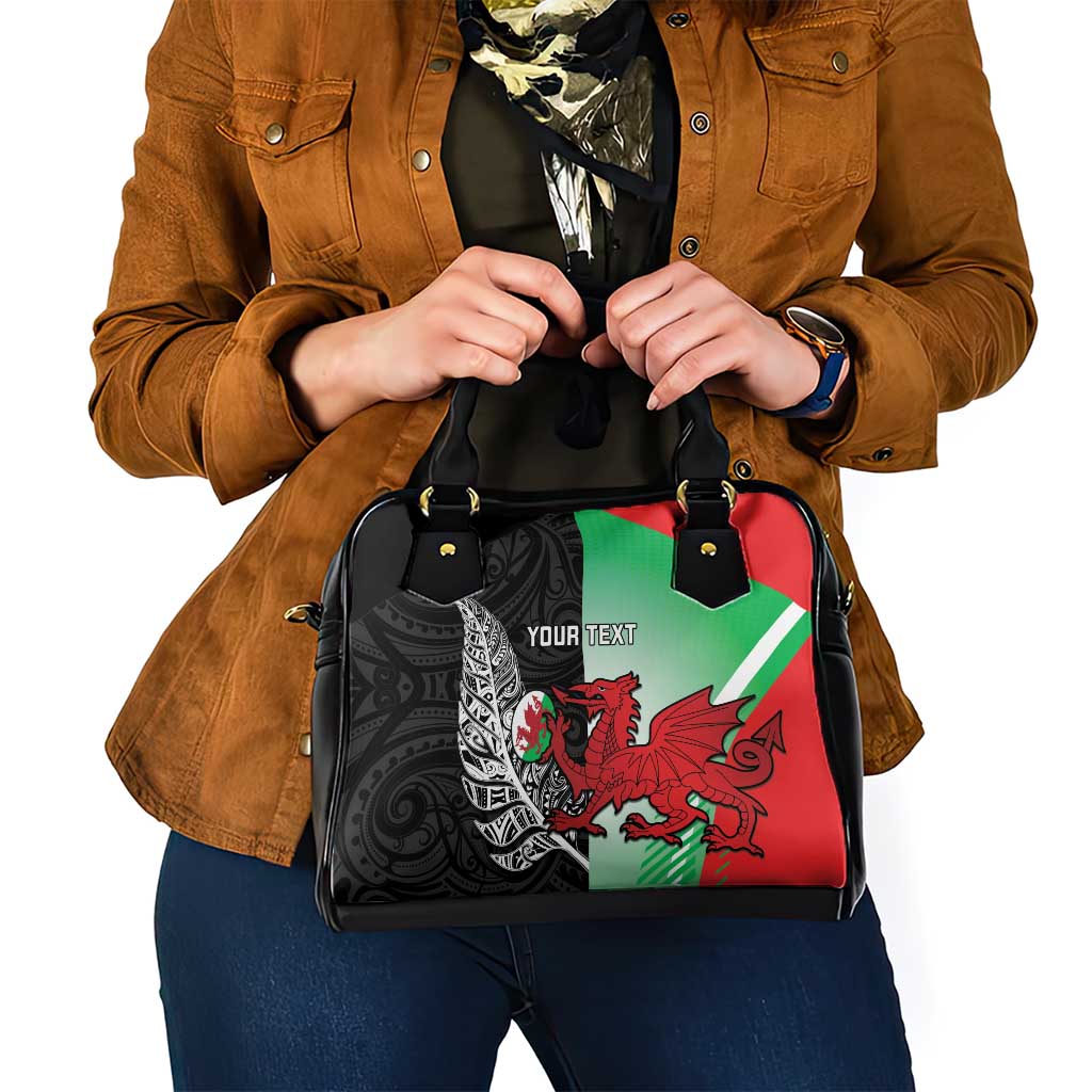 New Zealand and Wales Rugby Custom Shoulder Handbag Aotearoa All Black Combine Welsh Dragon - Aussie Hoodie