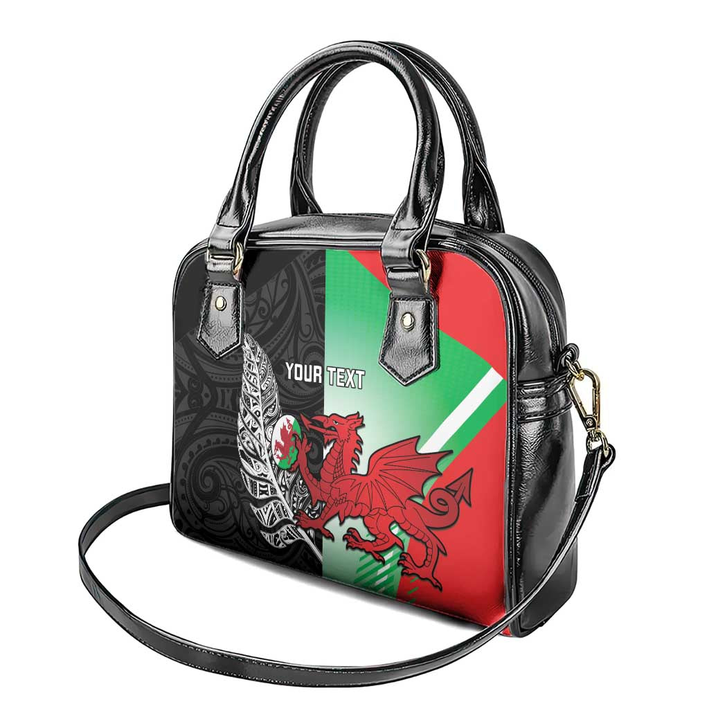 New Zealand and Wales Rugby Custom Shoulder Handbag Aotearoa All Black Combine Welsh Dragon - Aussie Hoodie