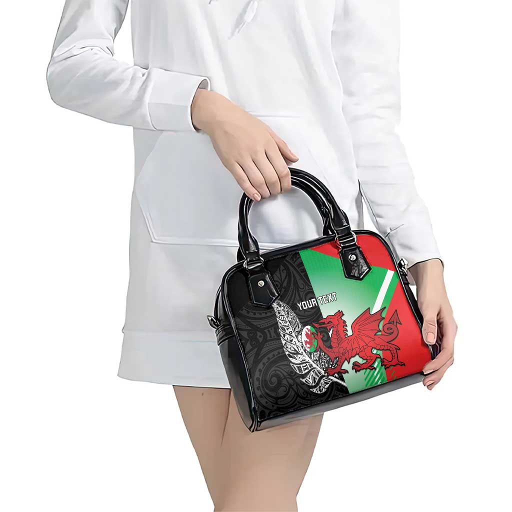 New Zealand and Wales Rugby Custom Shoulder Handbag Aotearoa All Black Combine Welsh Dragon - Aussie Hoodie