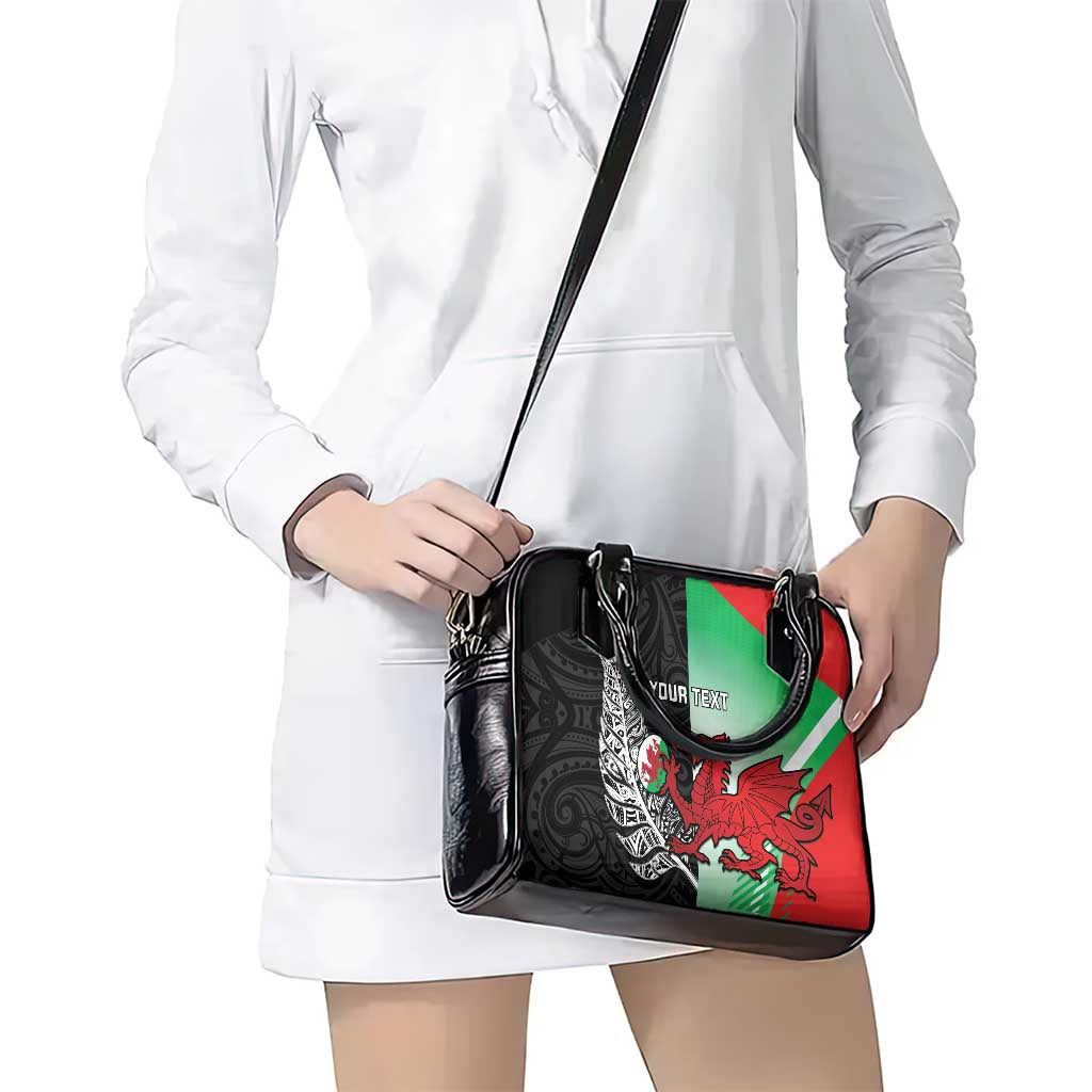 New Zealand and Wales Rugby Custom Shoulder Handbag Aotearoa All Black Combine Welsh Dragon - Aussie Hoodie