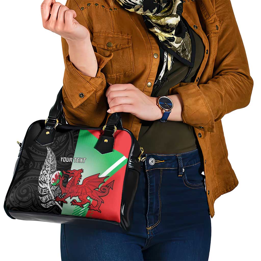 New Zealand and Wales Rugby Custom Shoulder Handbag Aotearoa All Black Combine Welsh Dragon - Aussie Hoodie