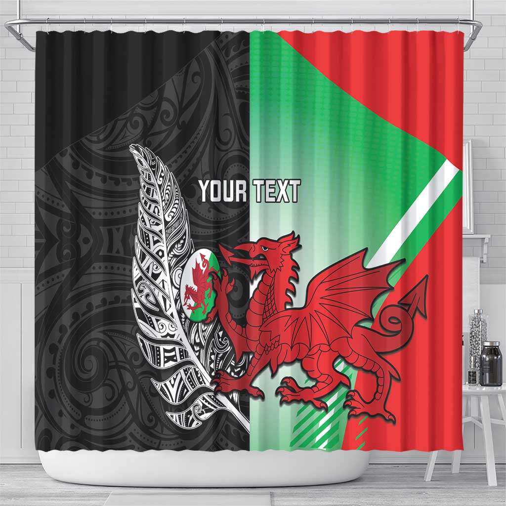 New Zealand and Wales Rugby Custom Shower Curtain Aotearoa All Black Combine Welsh Dragon - Aussie Hoodie