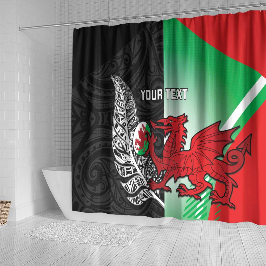 New Zealand and Wales Rugby Custom Shower Curtain Aotearoa All Black Combine Welsh Dragon - Aussie Hoodie