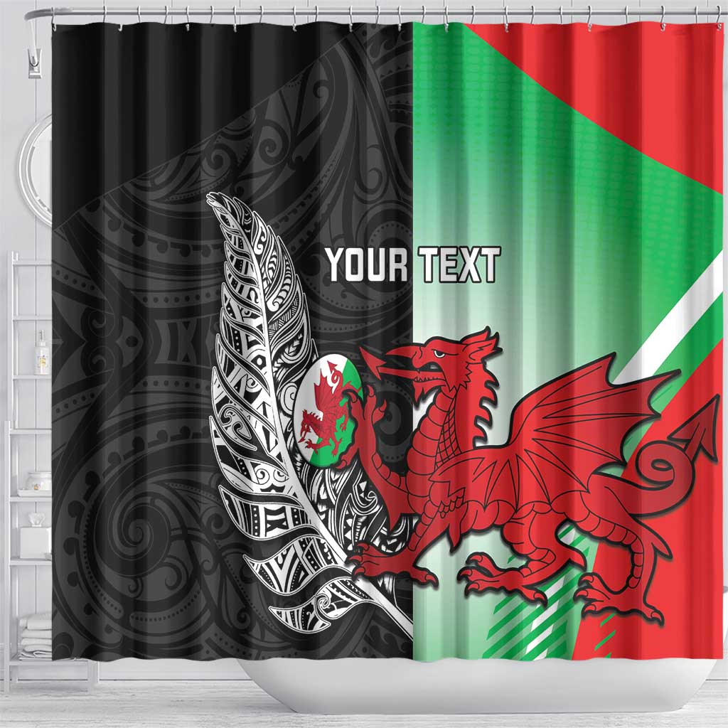 New Zealand and Wales Rugby Custom Shower Curtain Aotearoa All Black Combine Welsh Dragon - Aussie Hoodie
