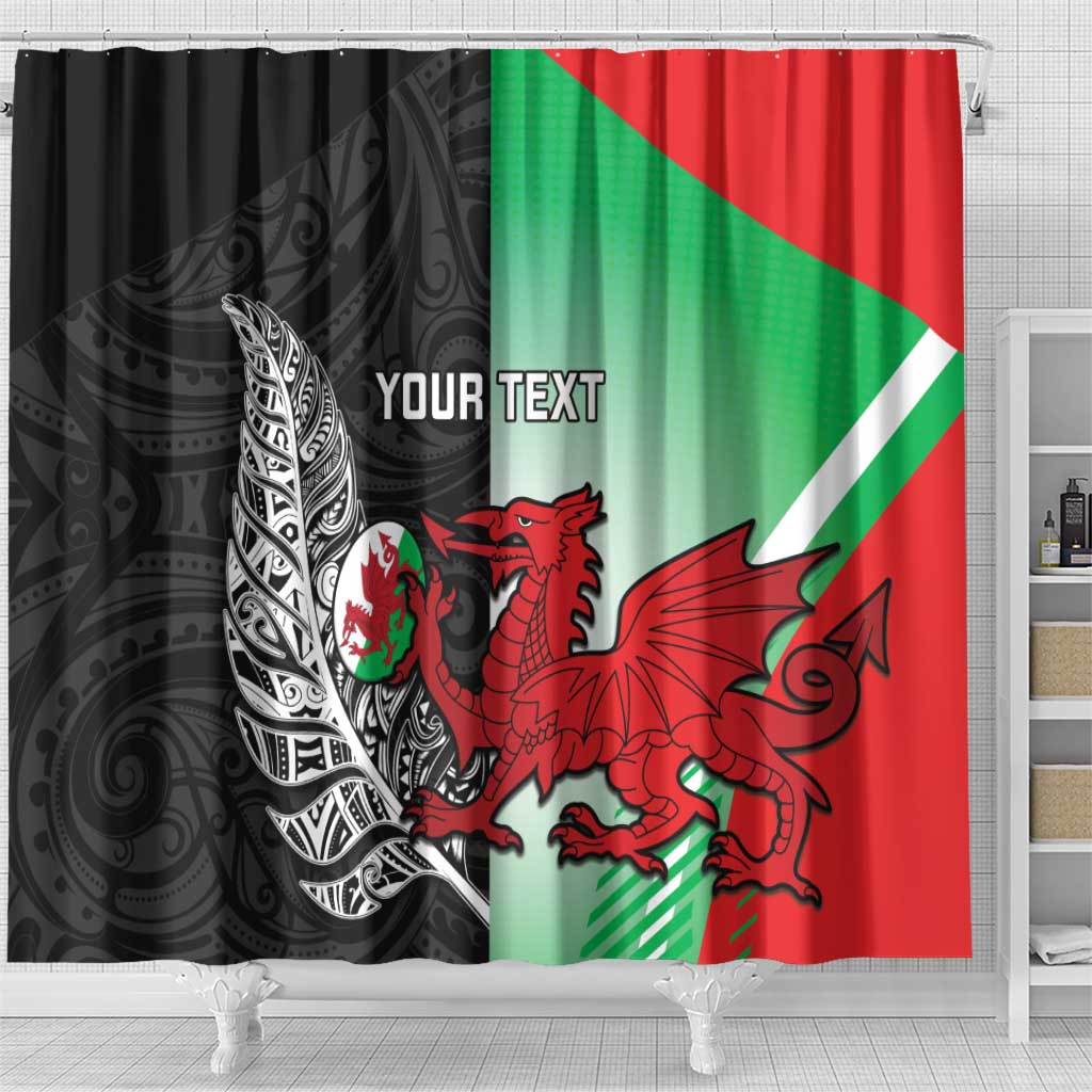 New Zealand and Wales Rugby Custom Shower Curtain Aotearoa All Black Combine Welsh Dragon - Aussie Hoodie