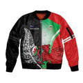 New Zealand and Wales Rugby Custom Sleeve Zip Bomber Jacket Aotearoa All Black Combine Welsh Dragon - Aussie Hoodie
