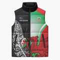New Zealand and Wales Rugby Custom Sleeveless Puffer Jacket Aotearoa All Black Combine Welsh Dragon - Aussie Hoodie