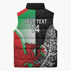 New Zealand and Wales Rugby Custom Sleeveless Puffer Jacket Aotearoa All Black Combine Welsh Dragon - Aussie Hoodie