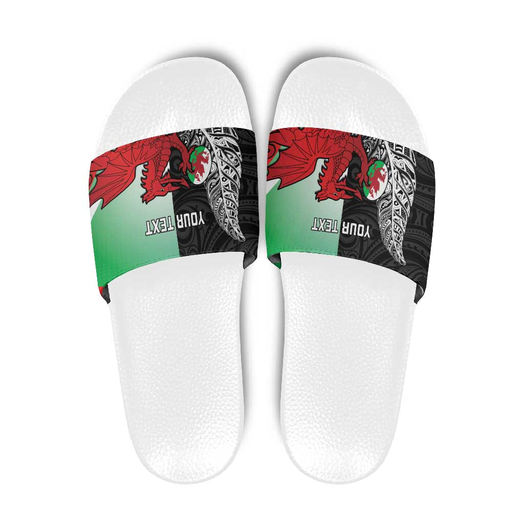 New Zealand and Wales Rugby Custom Slide Sandals Aotearoa All Black Combine Welsh Dragon - Aussie Hoodie