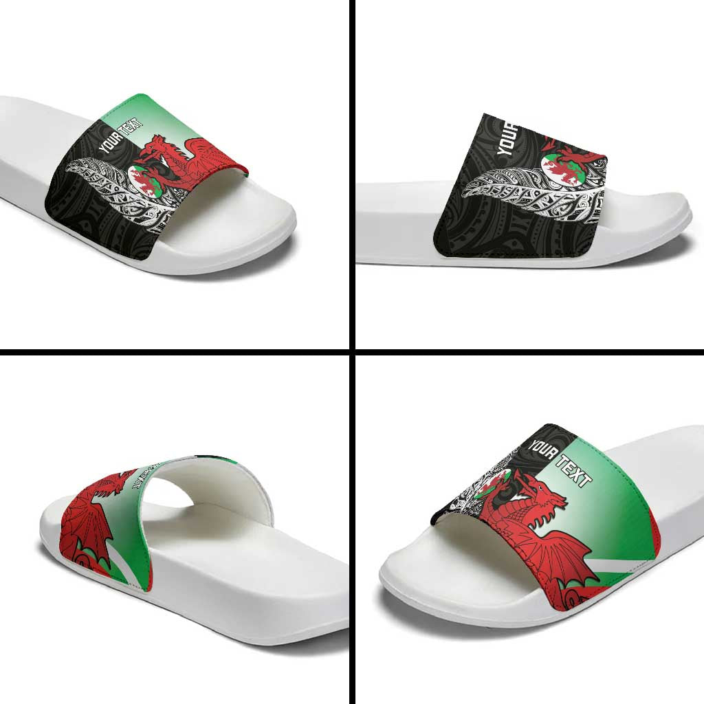 New Zealand and Wales Rugby Custom Slide Sandals Aotearoa All Black Combine Welsh Dragon - Aussie Hoodie