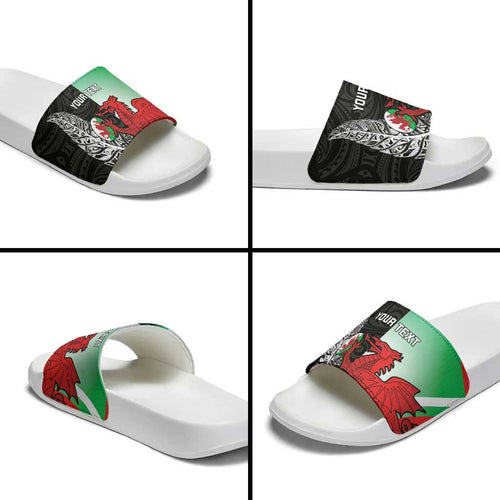 New Zealand and Wales Rugby Custom Slide Sandals Aotearoa All Black Combine Welsh Dragon - Aussie Hoodie