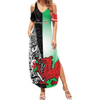New Zealand and Wales Rugby Custom Summer Maxi Dress Aotearoa All Black Combine Welsh Dragon - Aussie Hoodie