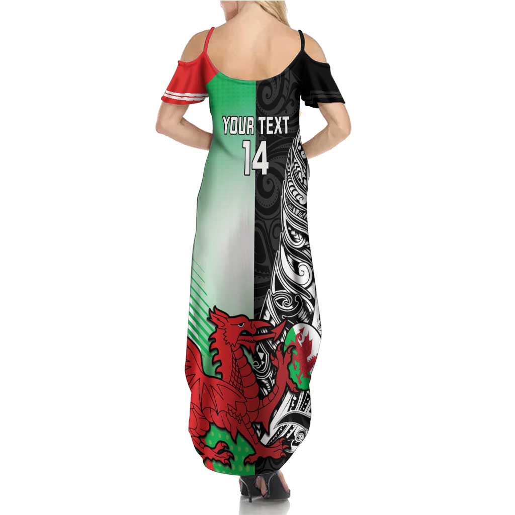 New Zealand and Wales Rugby Custom Summer Maxi Dress Aotearoa All Black Combine Welsh Dragon - Aussie Hoodie