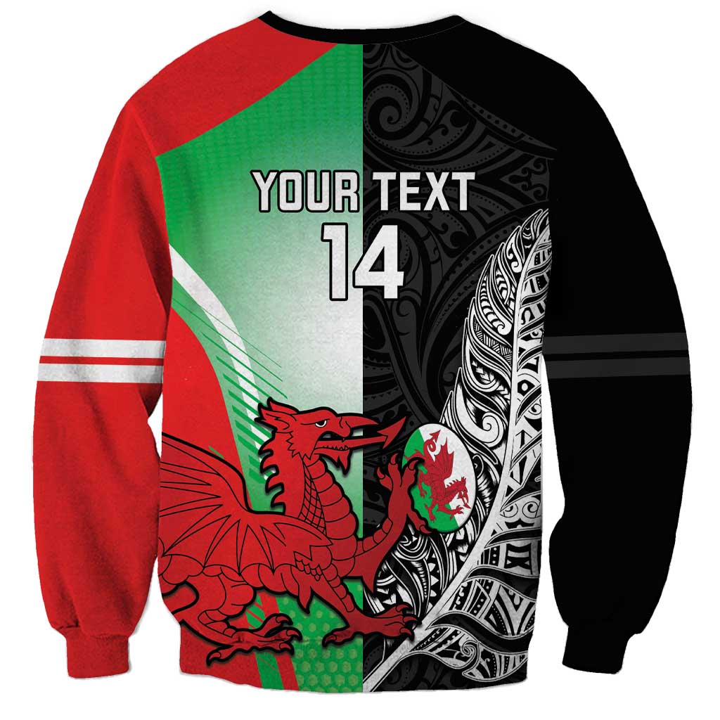 New Zealand and Wales Rugby Custom Sweatshirt Aotearoa All Black Combine Welsh Dragon - Aussie Hoodie