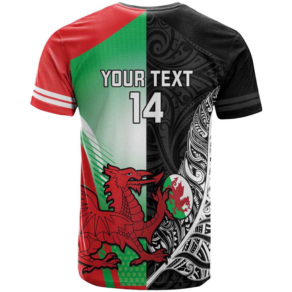New Zealand and Wales Rugby Custom T Shirt Aotearoa All Black Combine Welsh Dragon - Aussie Hoodie
