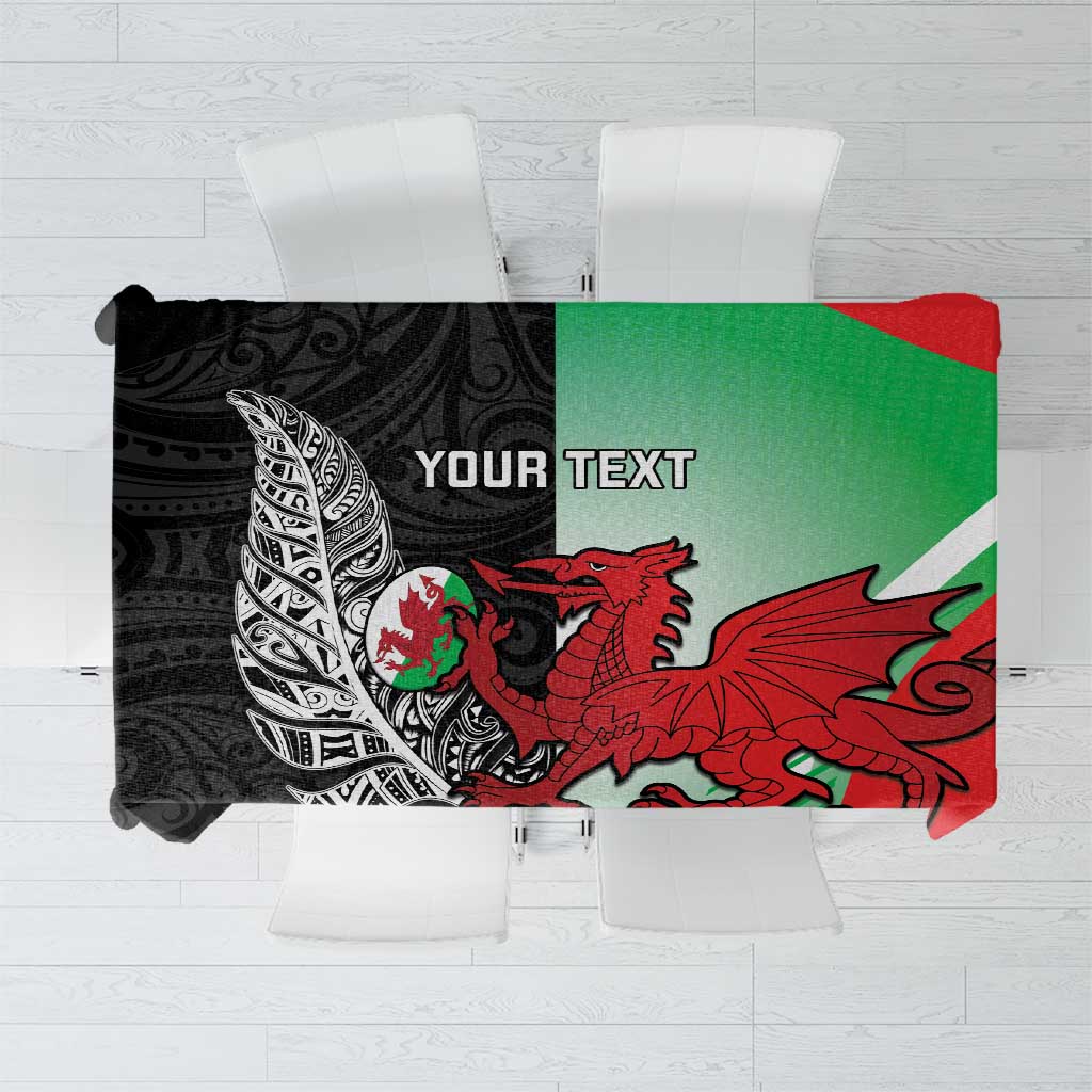 New Zealand and Wales Rugby Custom Tablecloth Aotearoa All Black Combine Welsh Dragon - Aussie Hoodie