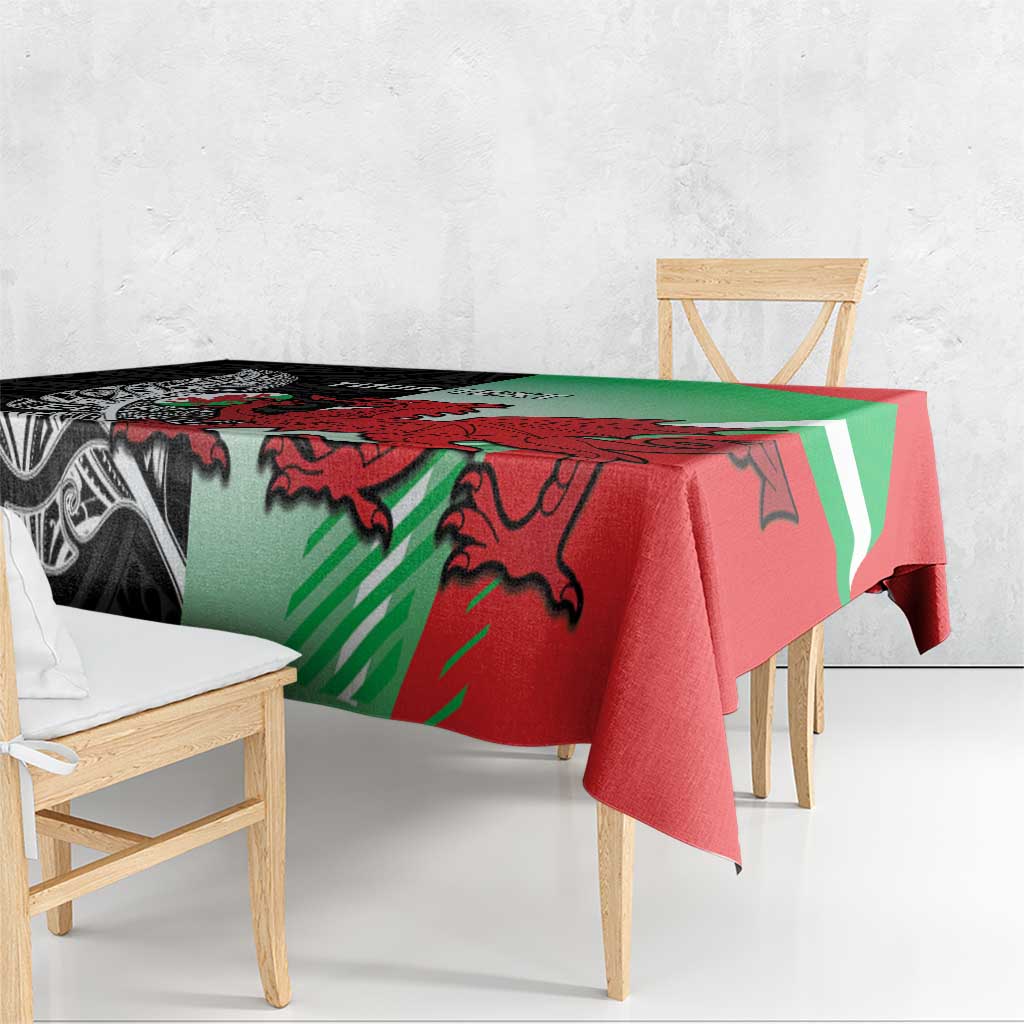 New Zealand and Wales Rugby Custom Tablecloth Aotearoa All Black Combine Welsh Dragon - Aussie Hoodie