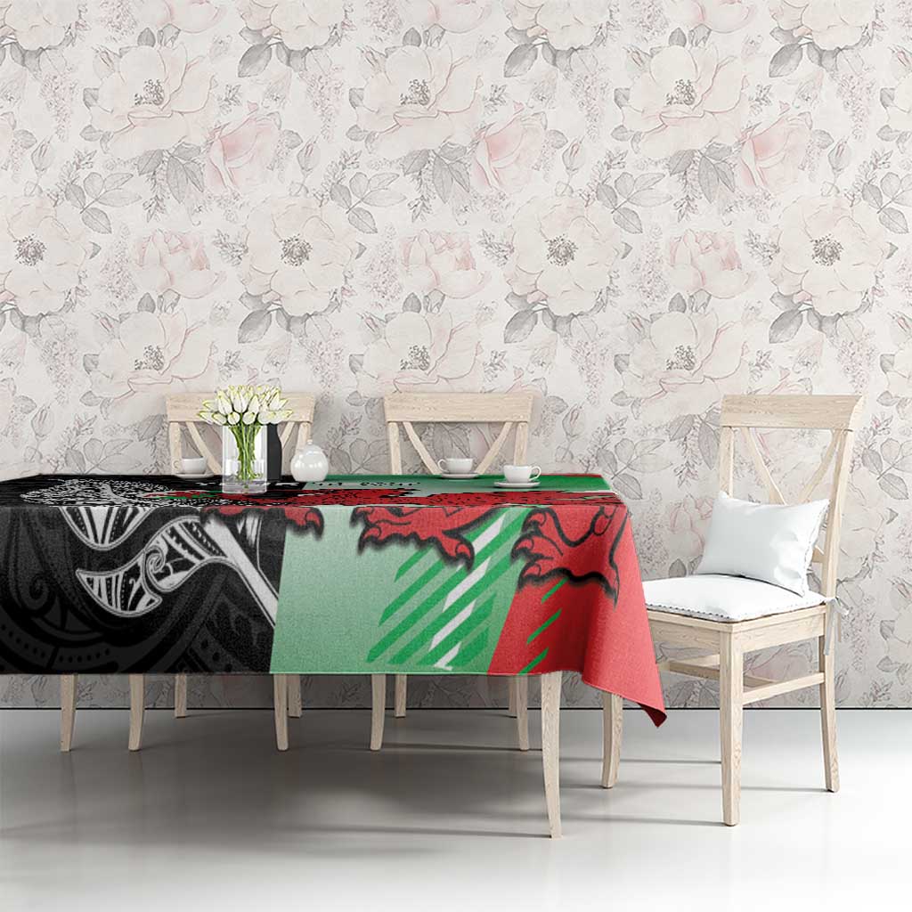 New Zealand and Wales Rugby Custom Tablecloth Aotearoa All Black Combine Welsh Dragon - Aussie Hoodie