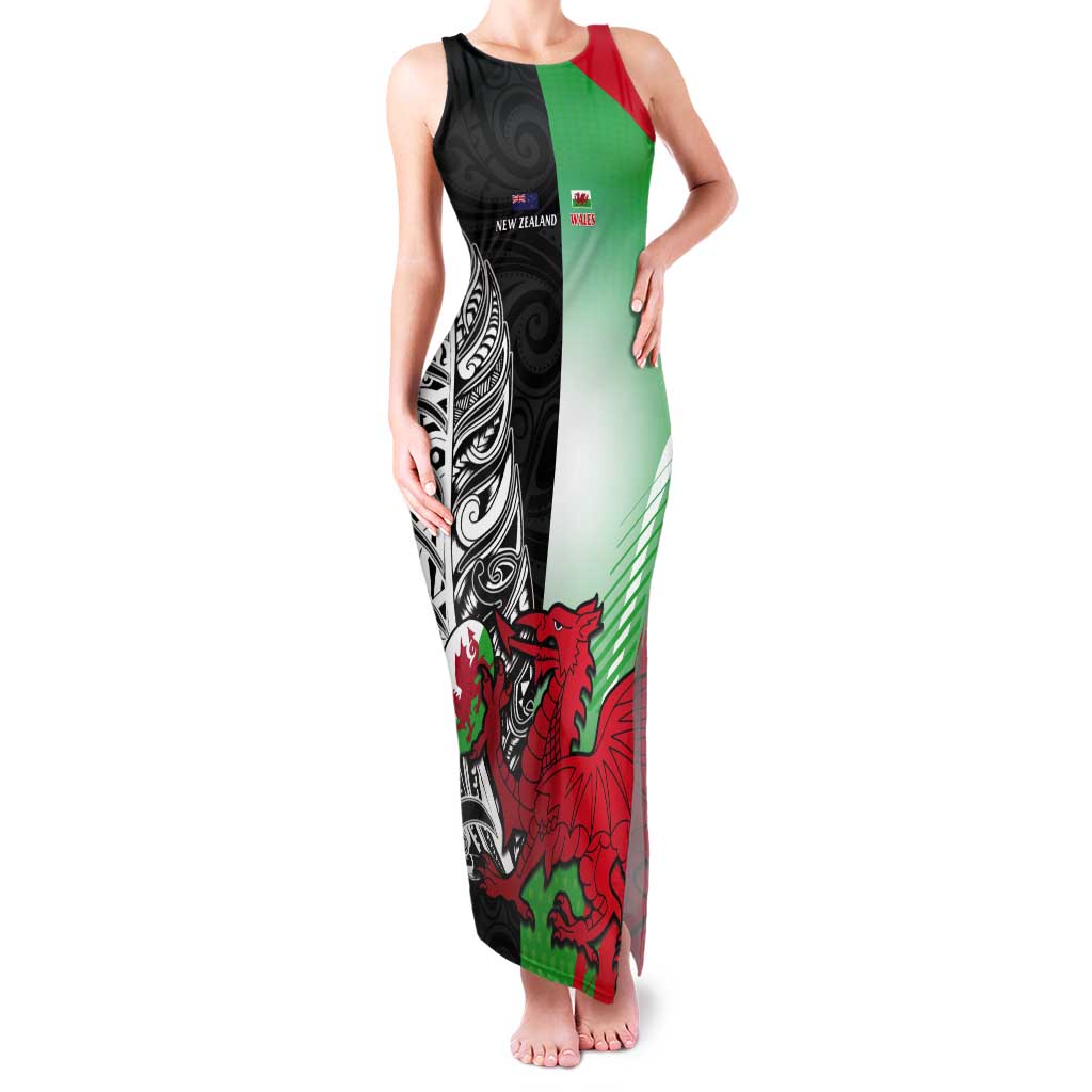 New Zealand and Wales Rugby Custom Tank Maxi Dress Aotearoa All Black Combine Welsh Dragon - Aussie Hoodie