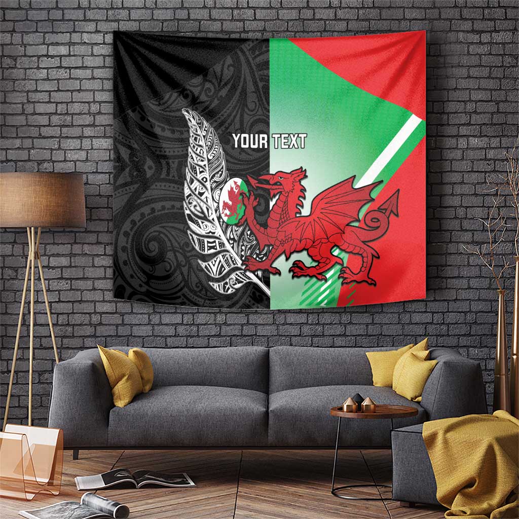New Zealand and Wales Rugby Custom Tapestry Aotearoa All Black Combine Welsh Dragon - Aussie Hoodie