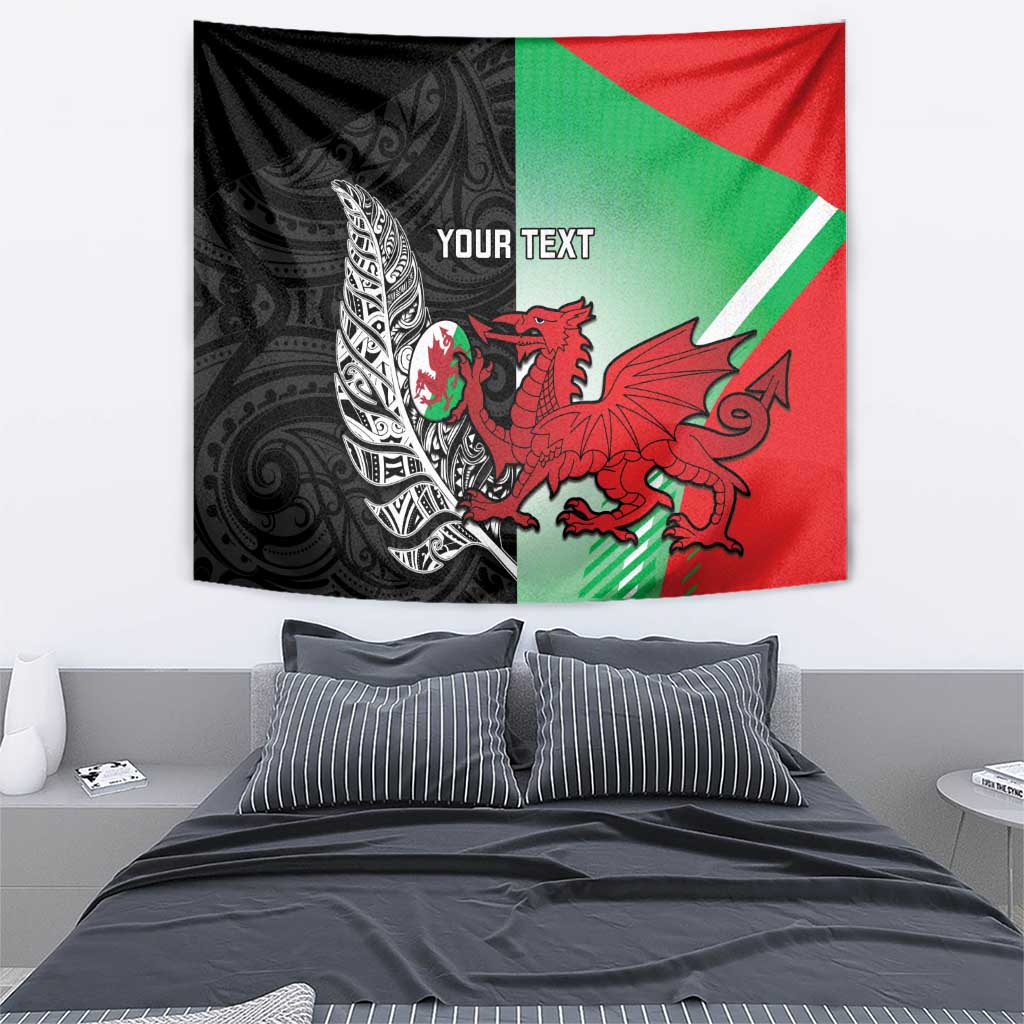 New Zealand and Wales Rugby Custom Tapestry Aotearoa All Black Combine Welsh Dragon - Aussie Hoodie