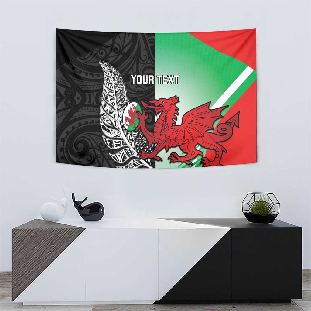 New Zealand and Wales Rugby Custom Tapestry Aotearoa All Black Combine Welsh Dragon - Aussie Hoodie