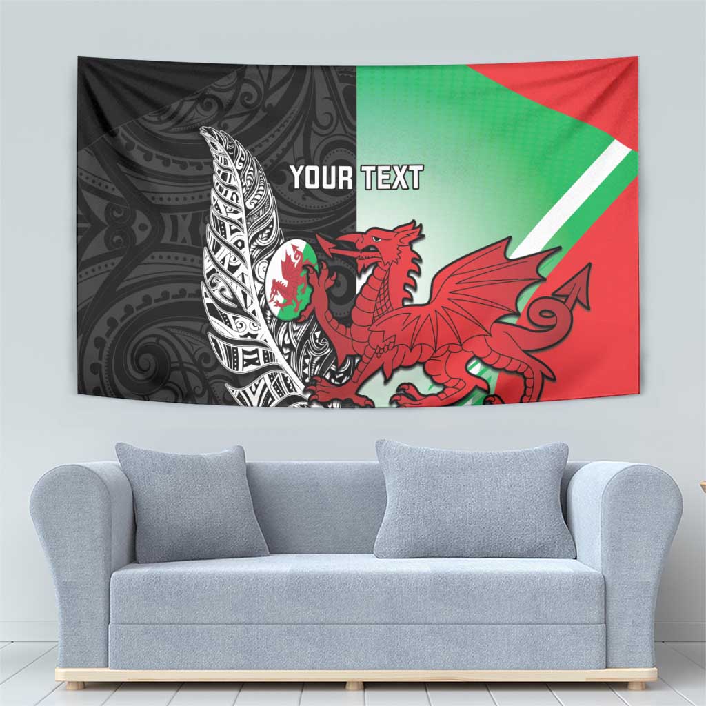 New Zealand and Wales Rugby Custom Tapestry Aotearoa All Black Combine Welsh Dragon - Aussie Hoodie