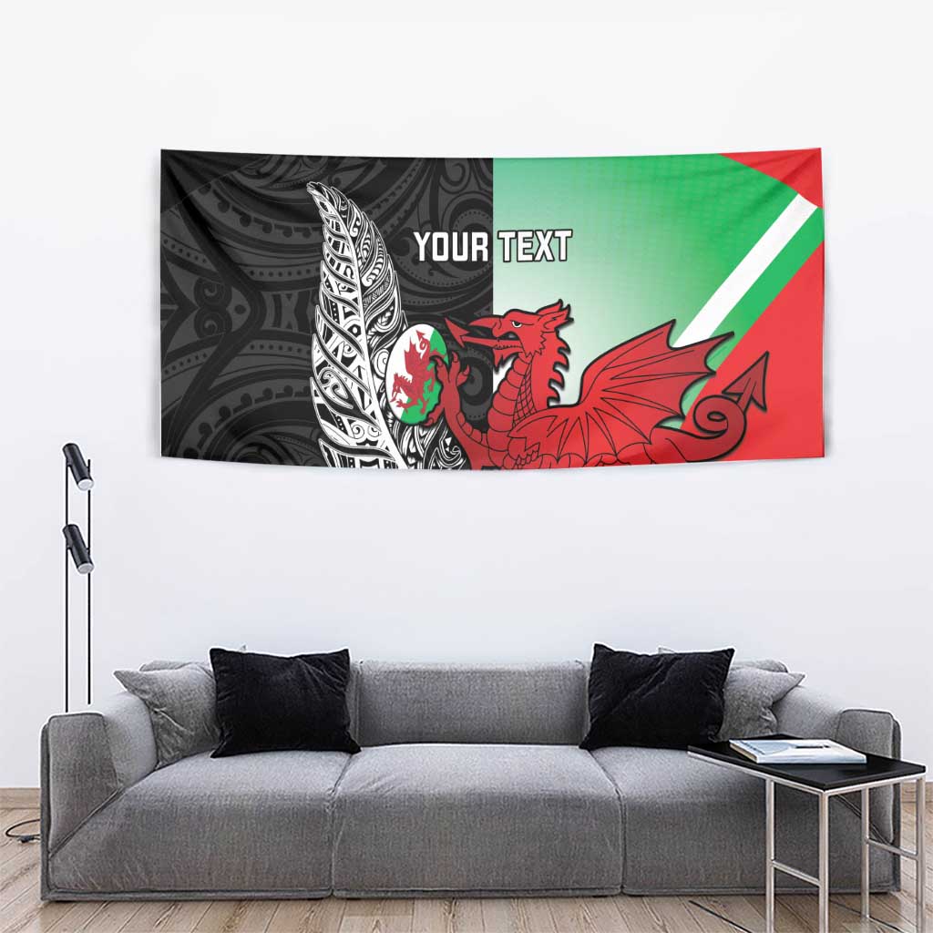 New Zealand and Wales Rugby Custom Tapestry Aotearoa All Black Combine Welsh Dragon - Aussie Hoodie