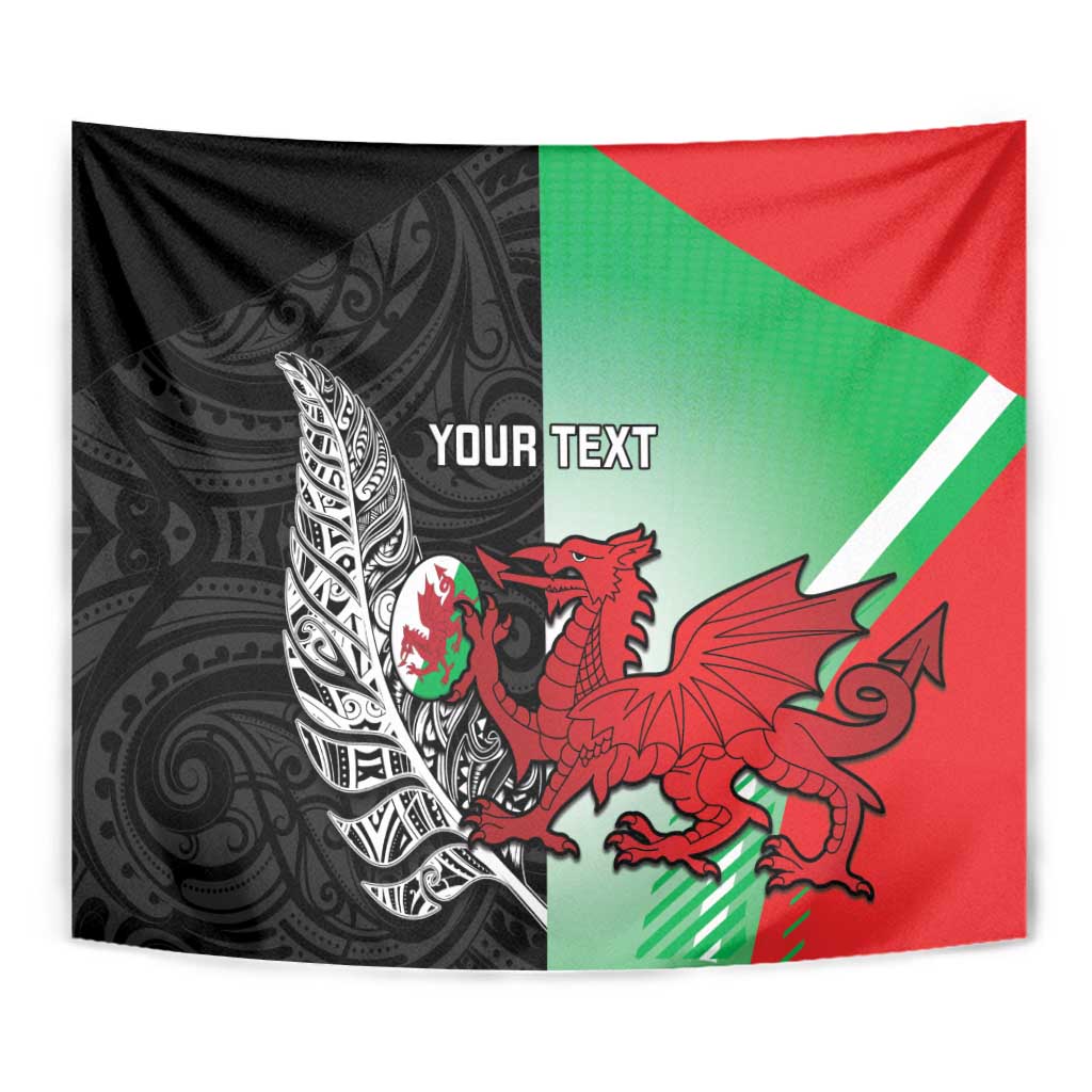 New Zealand and Wales Rugby Custom Tapestry Aotearoa All Black Combine Welsh Dragon - Aussie Hoodie