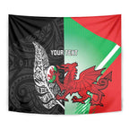 New Zealand and Wales Rugby Custom Tapestry Aotearoa All Black Combine Welsh Dragon - Aussie Hoodie