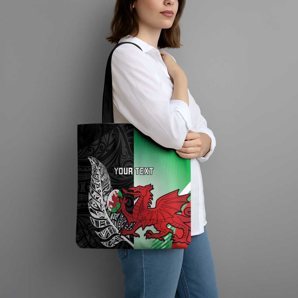 New Zealand and Wales Rugby Custom Tote Bag Aotearoa All Black Combine Welsh Dragon - Aussie Hoodie