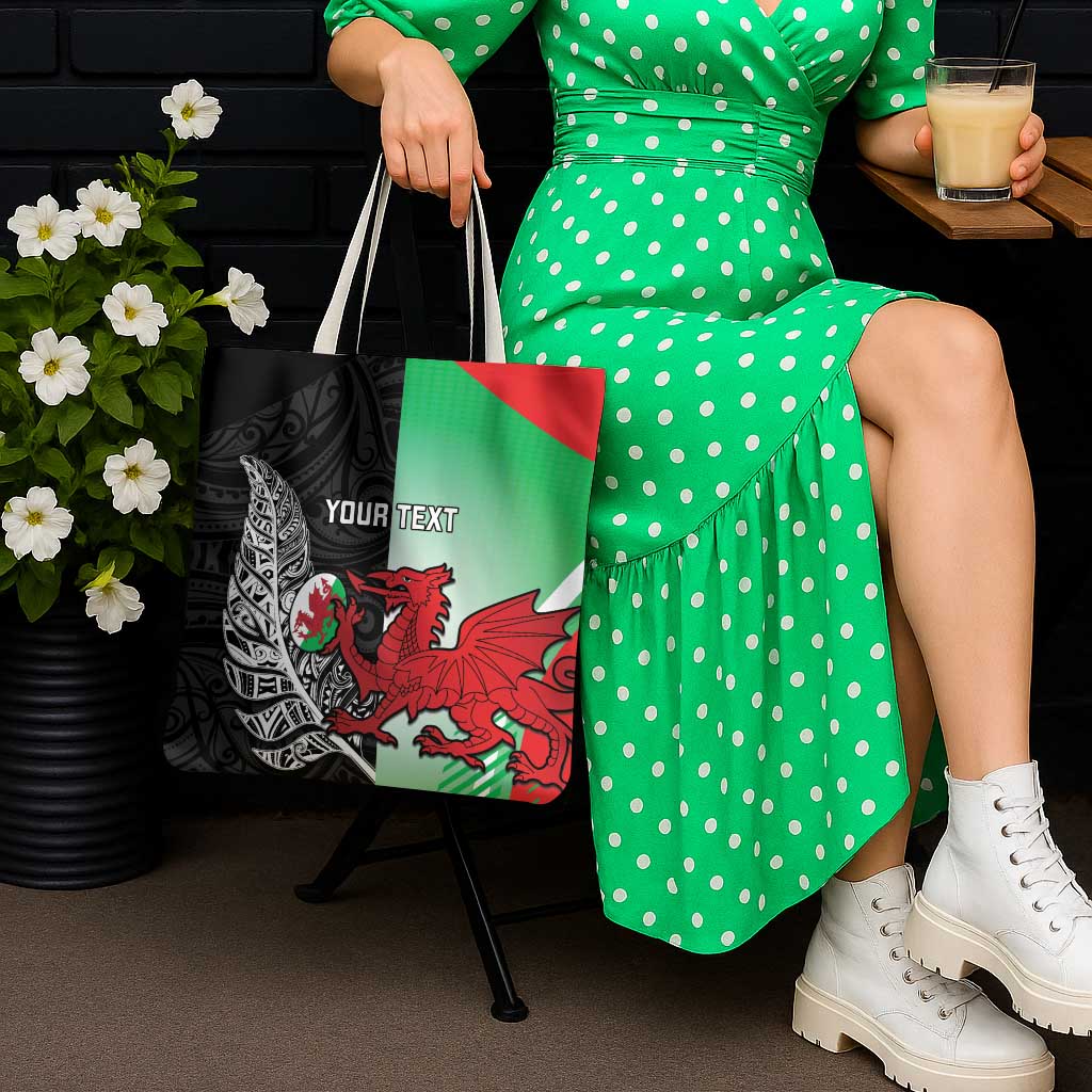New Zealand and Wales Rugby Custom Tote Bag Aotearoa All Black Combine Welsh Dragon - Aussie Hoodie