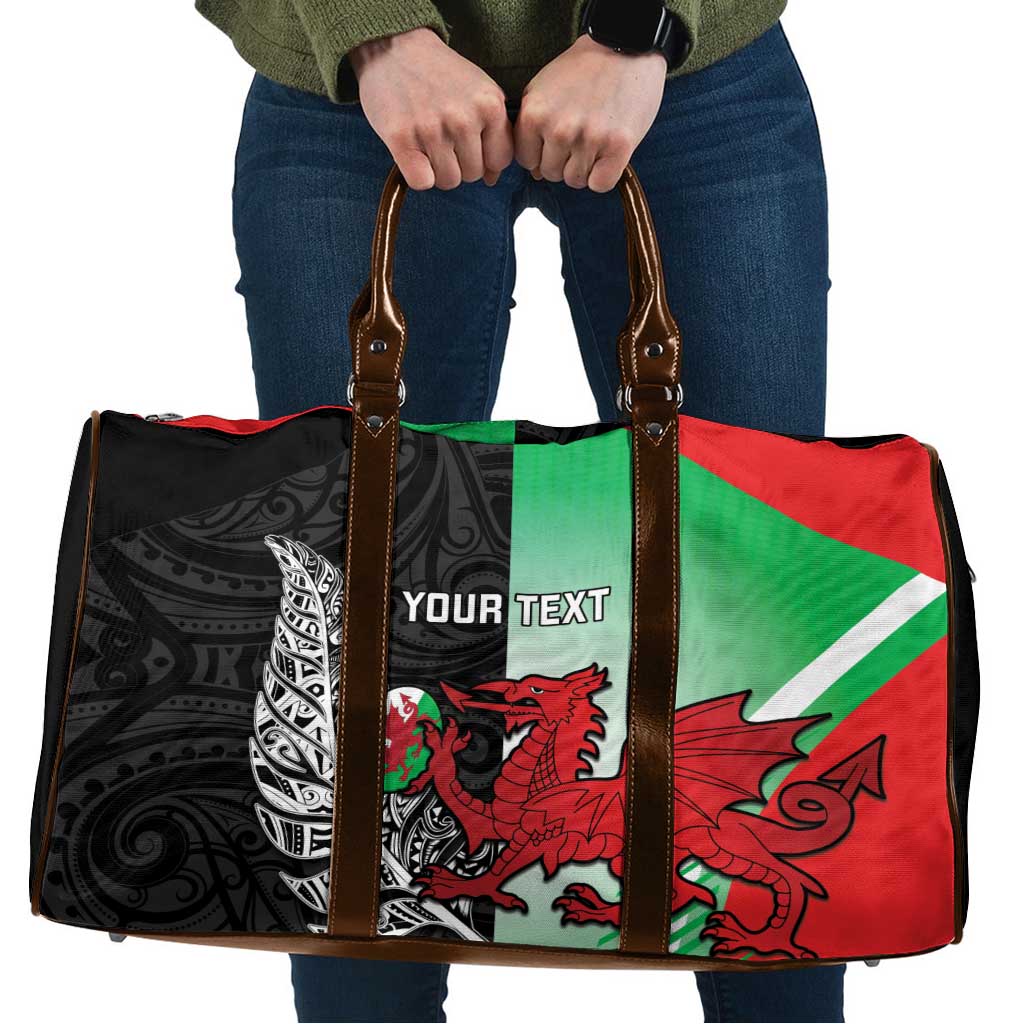 New Zealand and Wales Rugby Custom Travel Bag Aotearoa All Black Combine Welsh Dragon - Aussie Hoodie