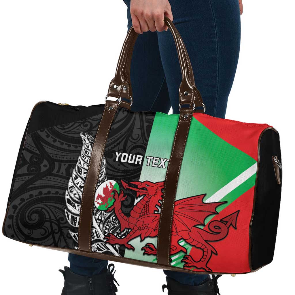 New Zealand and Wales Rugby Custom Travel Bag Aotearoa All Black Combine Welsh Dragon - Aussie Hoodie