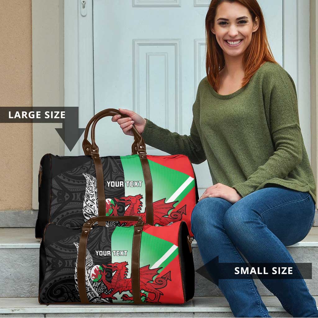 New Zealand and Wales Rugby Custom Travel Bag Aotearoa All Black Combine Welsh Dragon - Aussie Hoodie