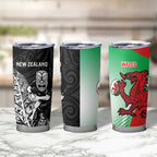 New Zealand and Wales Rugby Custom Tumbler Cup Aotearoa All Black Combine Welsh Dragon - Aussie Hoodie