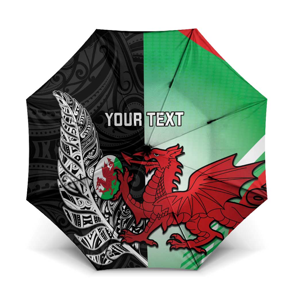 New Zealand and Wales Rugby Custom Umbrella Aotearoa All Black Combine Welsh Dragon - Aussie Hoodie