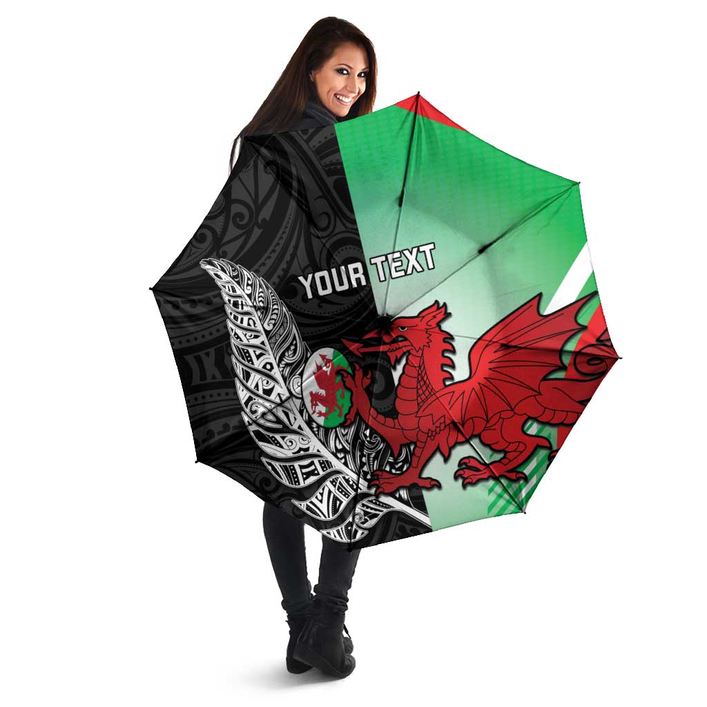 New Zealand and Wales Rugby Custom Umbrella Aotearoa All Black Combine Welsh Dragon - Aussie Hoodie