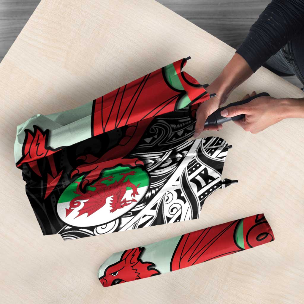 New Zealand and Wales Rugby Custom Umbrella Aotearoa All Black Combine Welsh Dragon - Aussie Hoodie